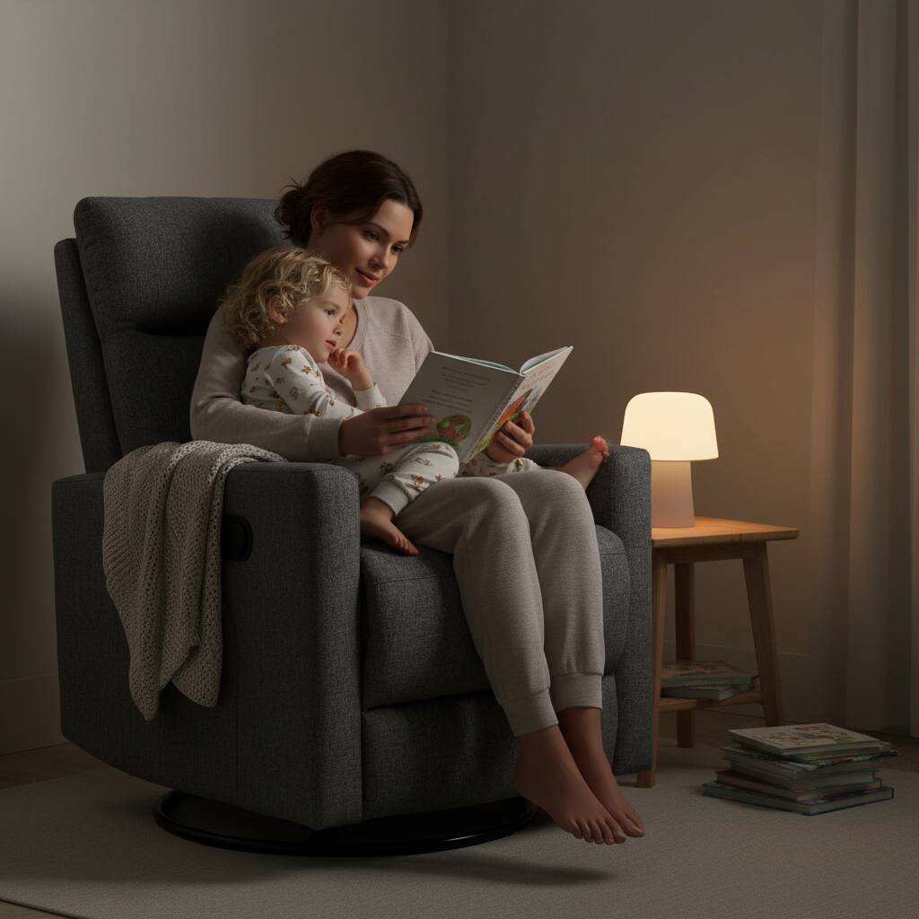 Alt View 5. AOITUN - Upholstered Rocking Recliner Chair with Adjustable Arm and Longer Footrest, Gray Fabric Glider for Living Room - Gray.