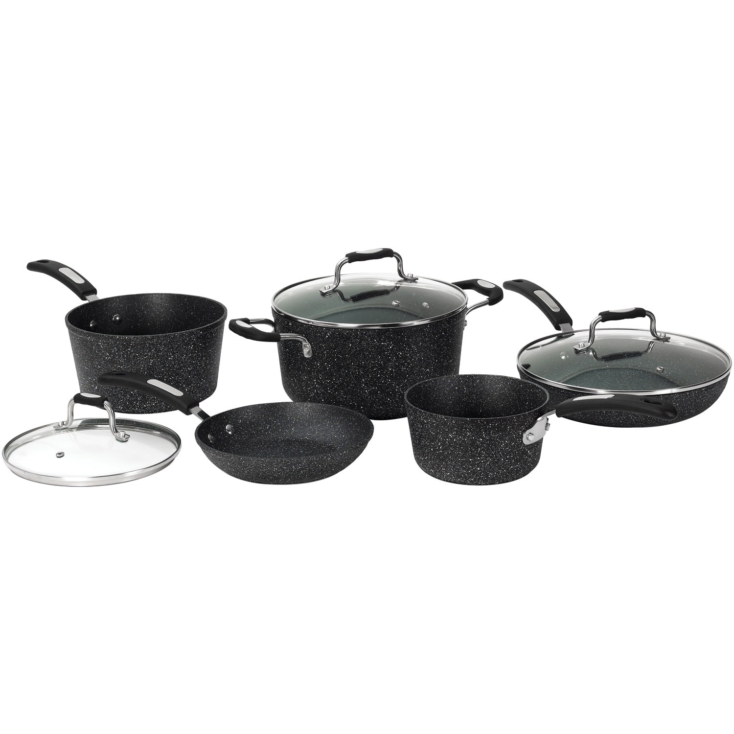 THE ROCK by Starfrit - 8-Piece Cookware Set with Bakelite Handles - Black