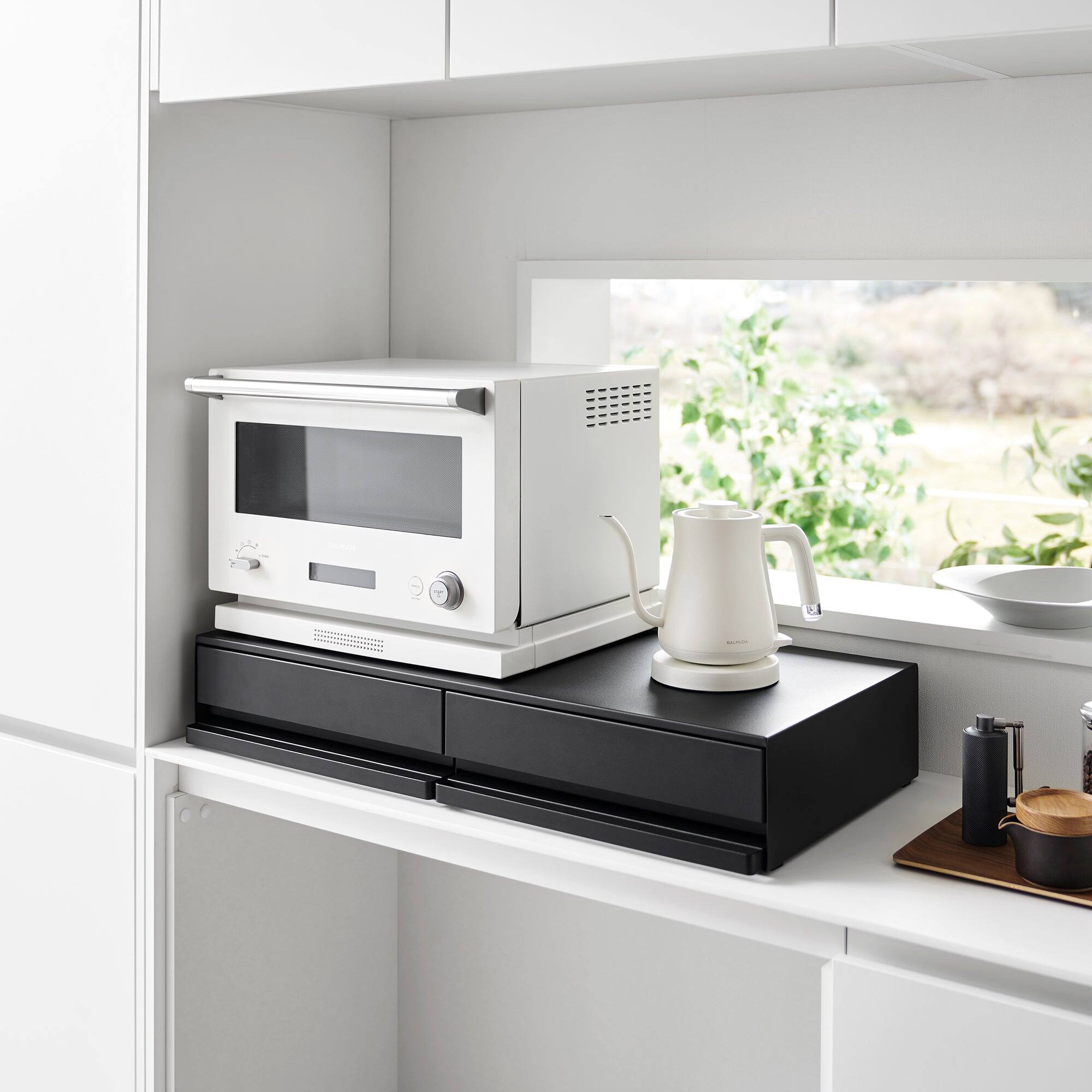 Alt View 8. Yamazaki Home - Countertop Drawer with Pull-Out Shelf - Wide - Steel - White.