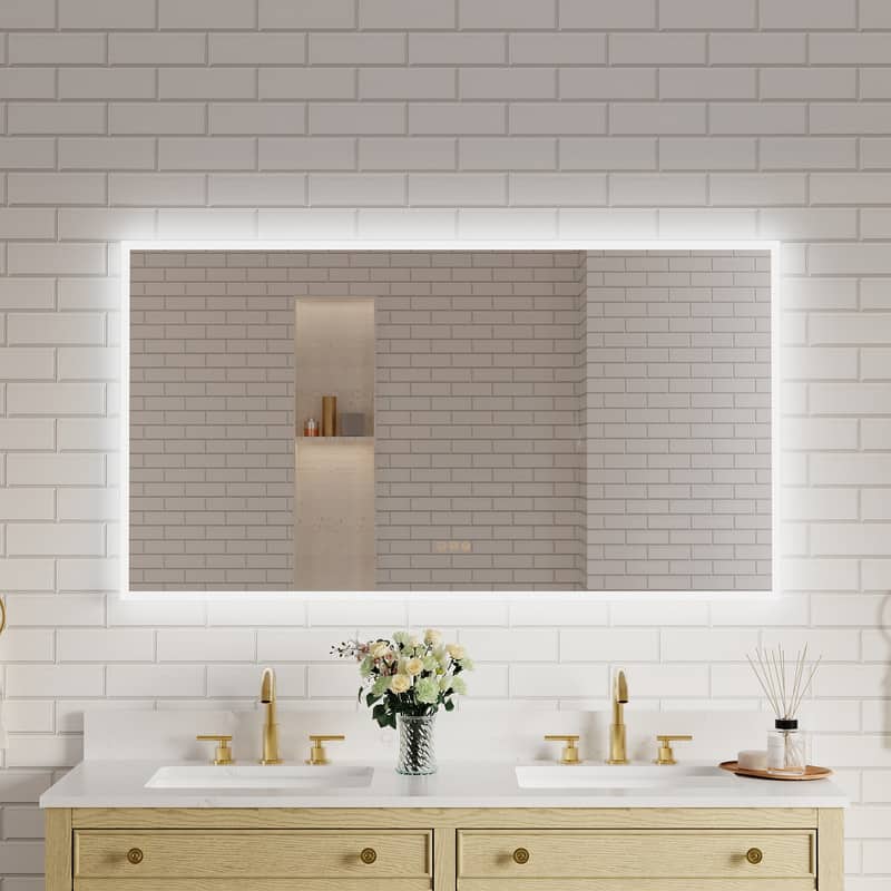 WELLFOR - 55 inx30 in Frameless Bathroom Mirror with LED Lights & Anti-Fog, Wall-Mounted Bathroom Vanity Mirrors with Dimmable - Chrome price history on PriceWatchPro