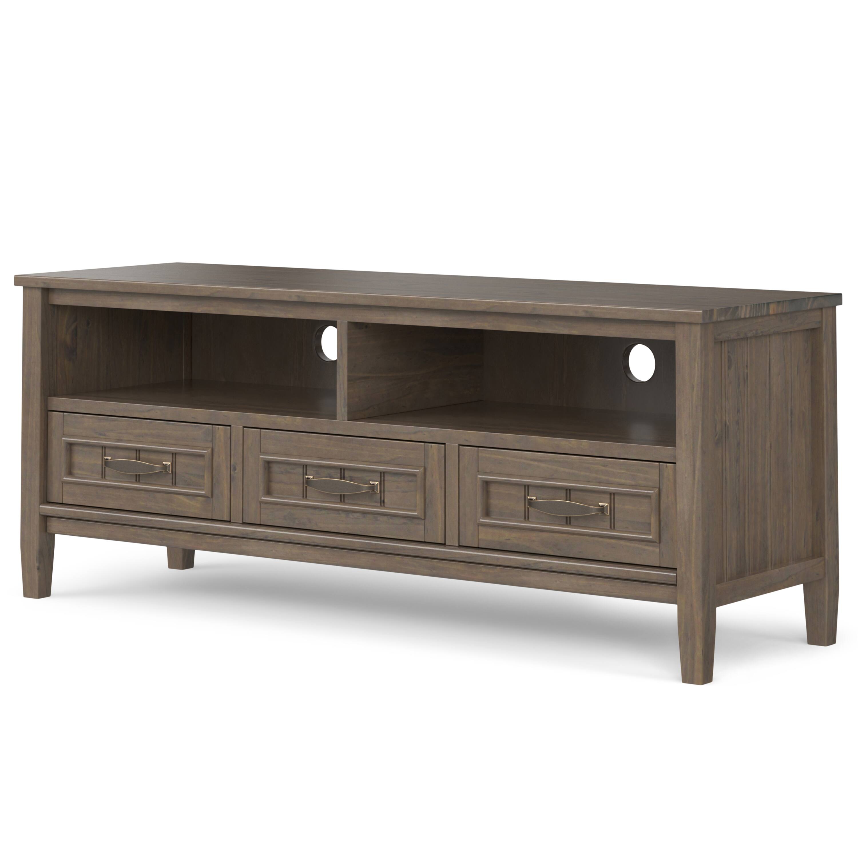 Angle. Simpli Home - Lev  Low TV Stand - Smoky Brown.