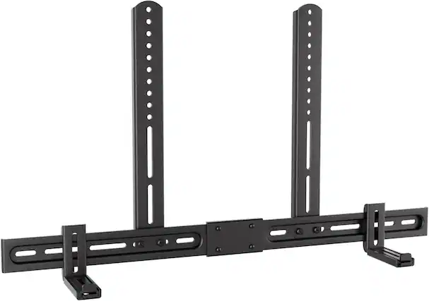 Front. Schertz - Adjustable Soundbar Mount, Universal Bracket for Soundbars with/without Holes, 3.9"–6.1", 13 lbs, Black - Black.