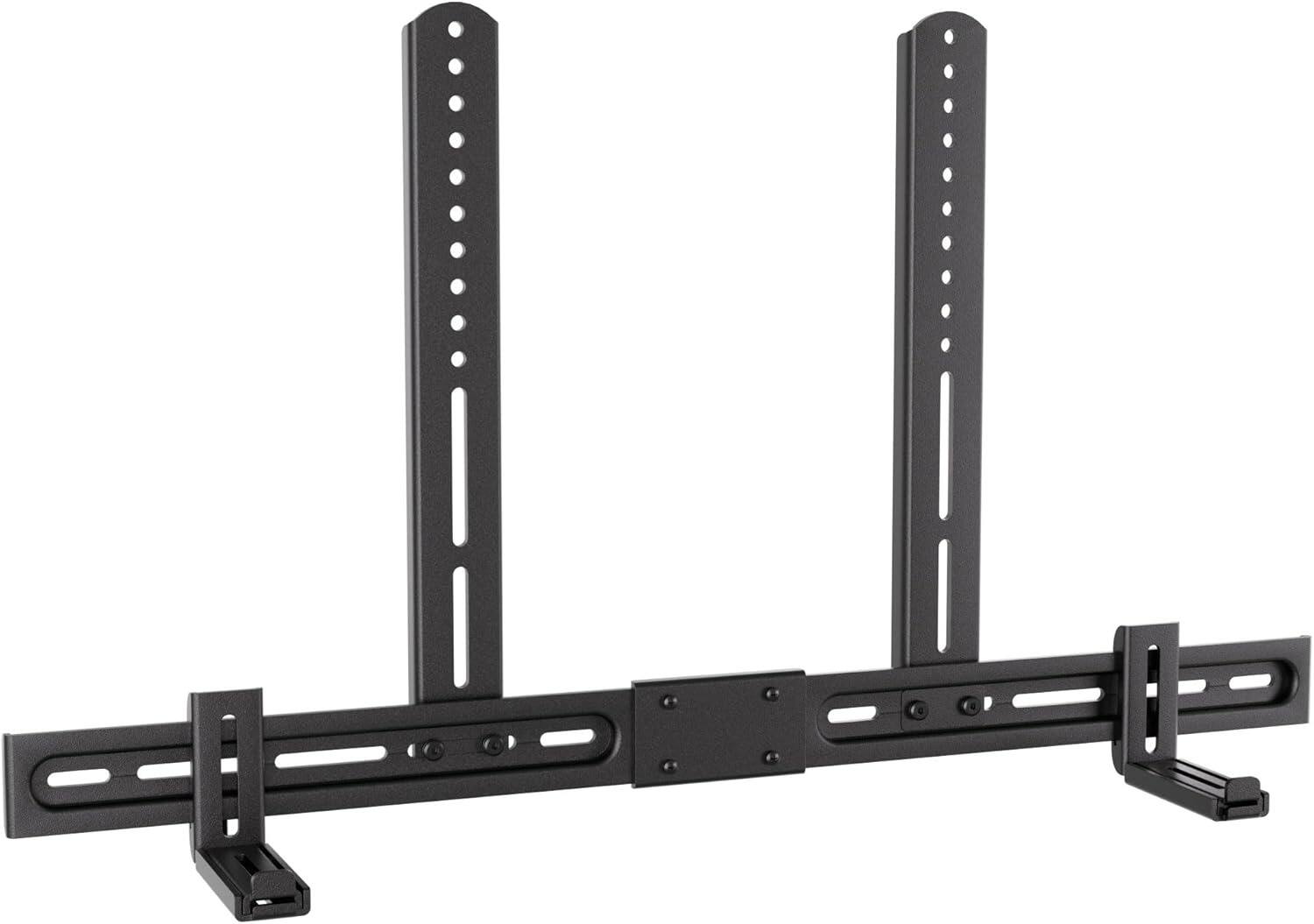 Front. Schertz - Adjustable Soundbar Mount, Universal Bracket for Soundbars with/without Holes, 3.9"–6.1", 13 lbs, Black - Black.