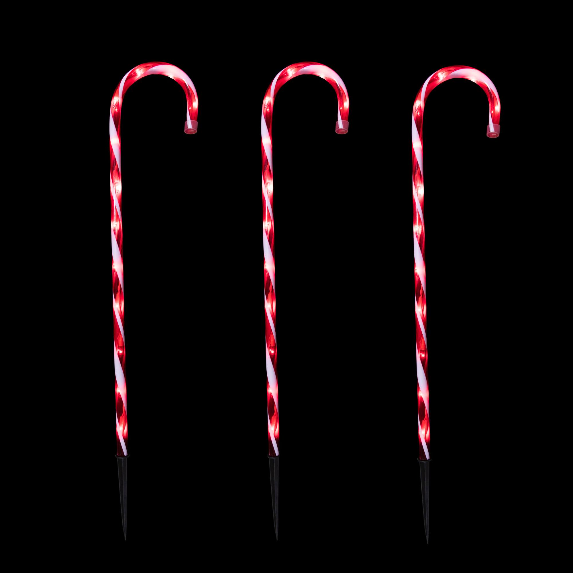 Alt View 2. Northlight - Lighted Twinkle Candy Cane Christmas Outdoor Pathway Markers - 26" - Set of 3 - Red.