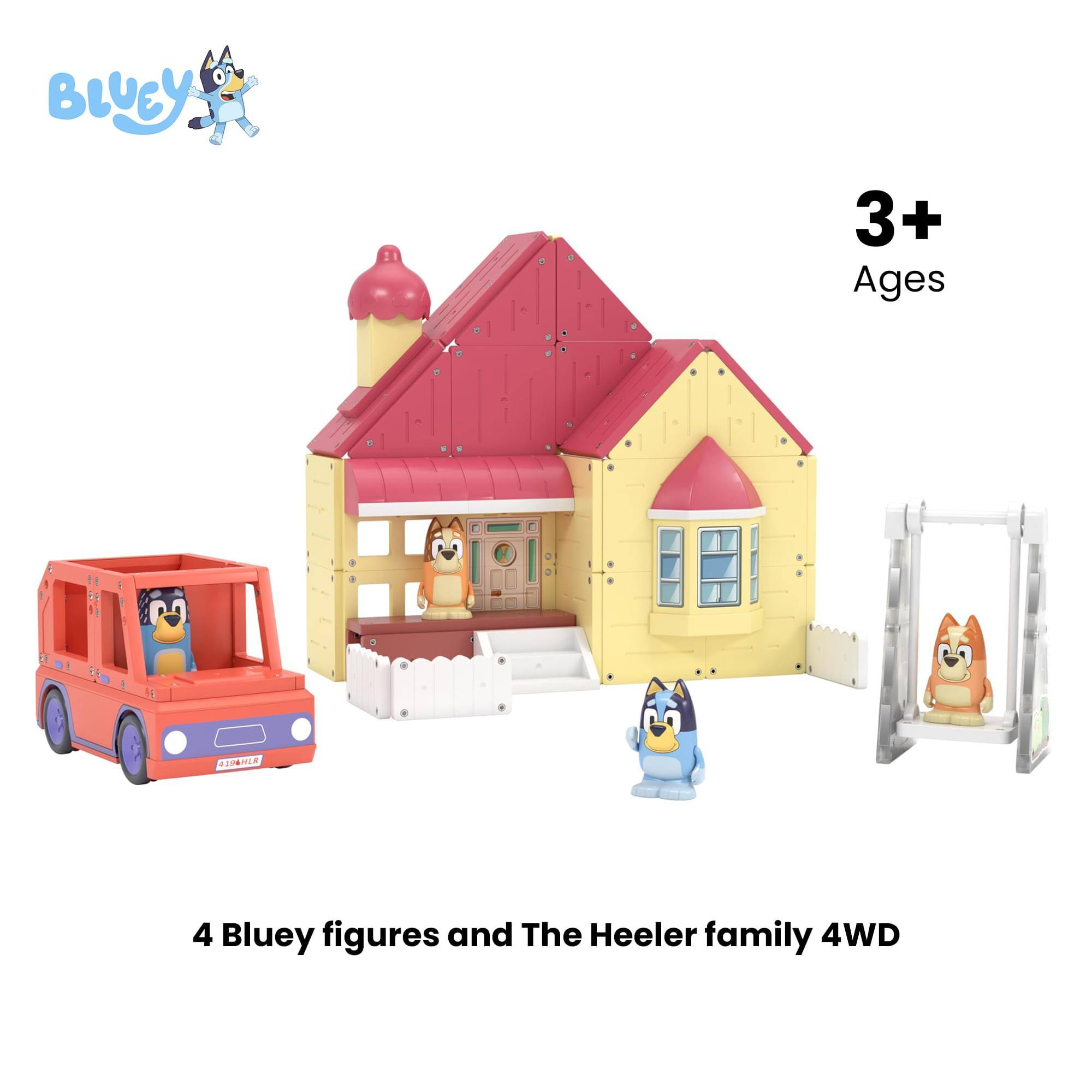 BLUEY 3+ Ages  
4 Bluey figures and The Heeler family 4WD