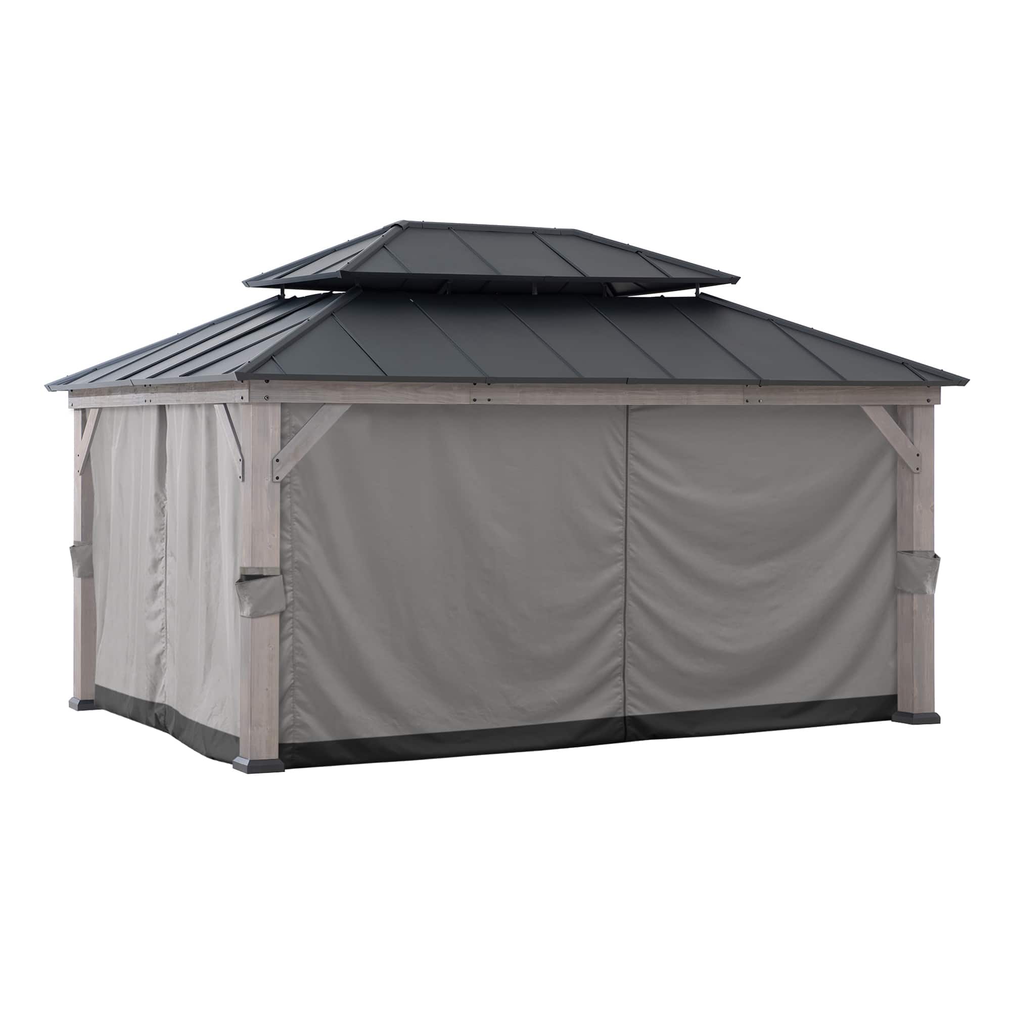 SUNJOY - Gazebo Universal Replacement Privacy Curtain,Water-resistant Privacy 4-Panel Screen Walls for 12 x 16 Grey/Black - Gray price history on PriceWatchPro
