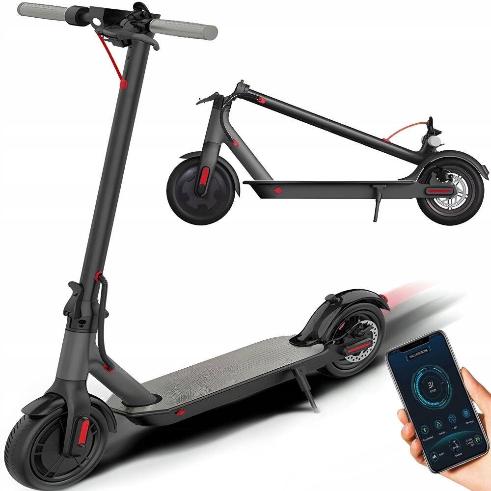 Front. Loheer - Loheer Adult Electric Scooter Folding Motorized Commuter Scooter Black - Black.