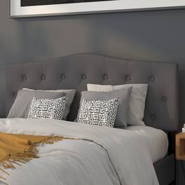 Emma + Oliver - Arched Button Tufted Upholstered Headboard - Dark Gray