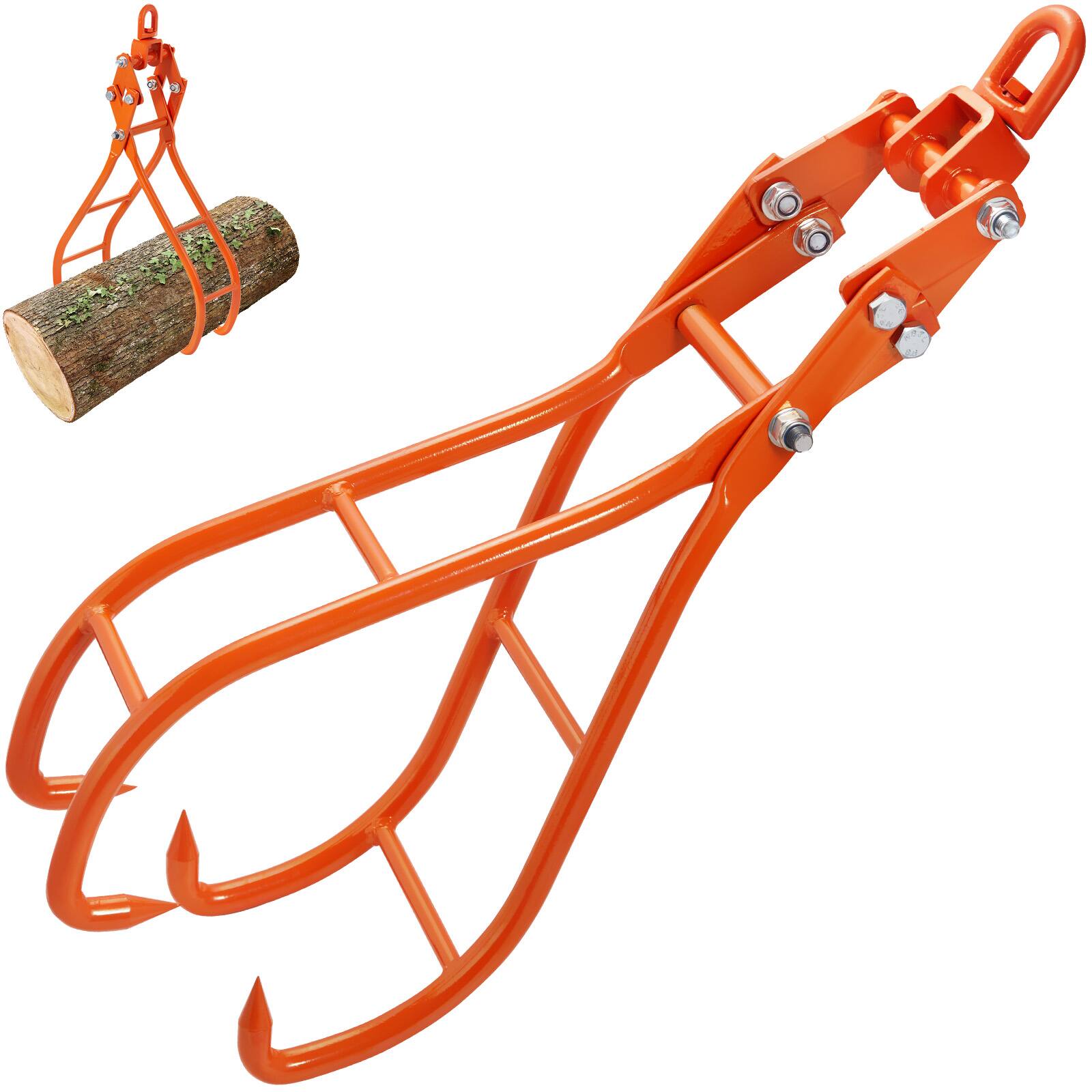Front. VEVOR - Timber Claw Hook, 36 inch 4 Claw Log Grapple for Logging Tongs, Swivel Steel Log Lifting Tongs - Orange.