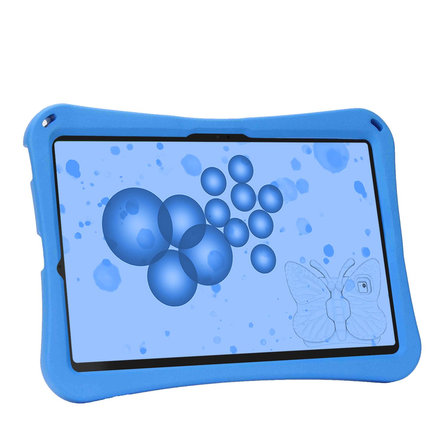 Back. Dteck - Kids Butterfly Case for Samsung Galaxy Tab S9 FE+ 2023 & Tab S9+ & Tab S8+ & S7 FE,3D Cartoon EVA Shockproof Stand Cover - Blue.