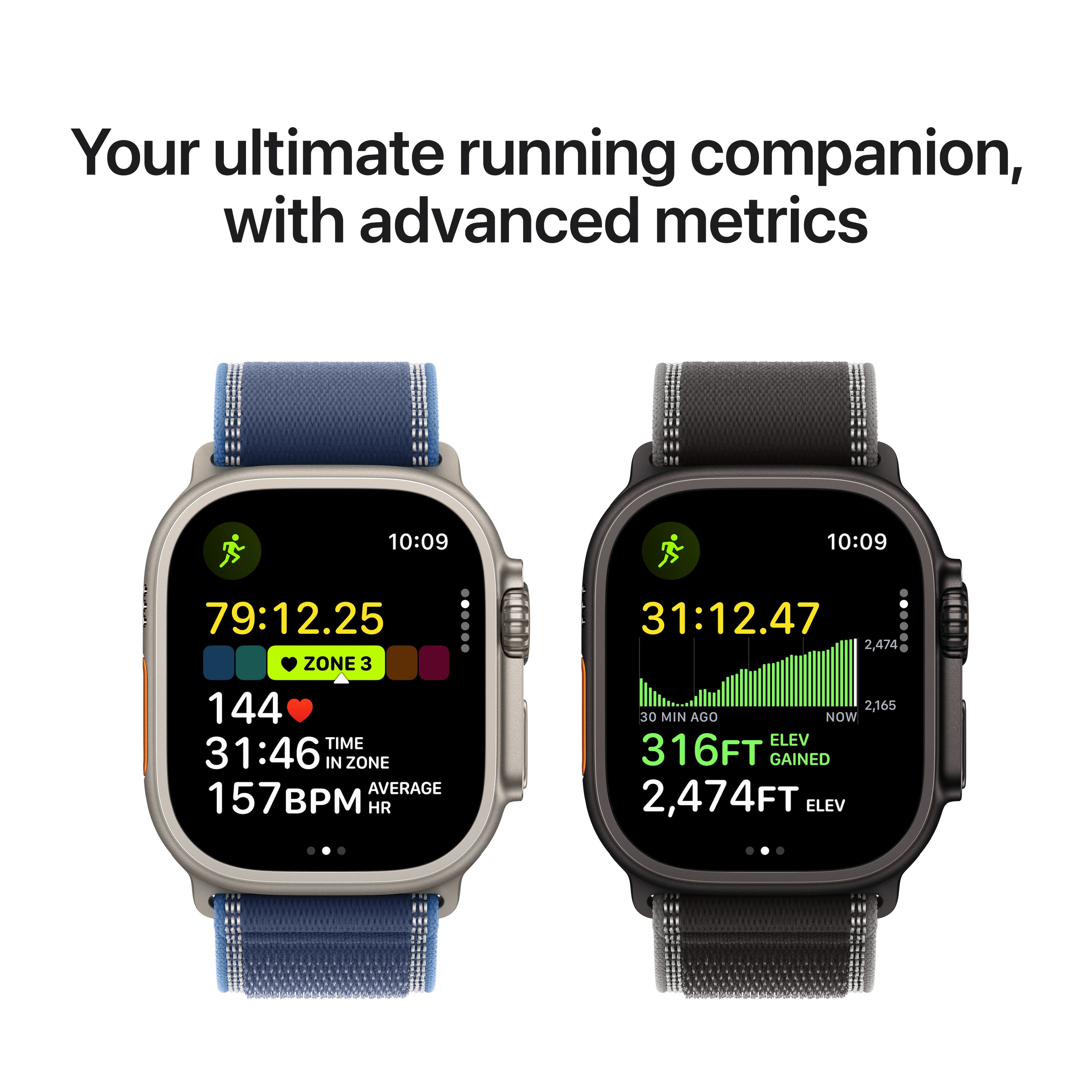 Your ultimate running companion, with advanced metrics
10:09
79:12.25
ZONE 3
144
31:46 TIME IN ZONE
157BPM HR
10:09
31:12.47
316FT ELEV GAINED
2,474FT ELEV
2,474
2,165
30 MIN AGO NOW