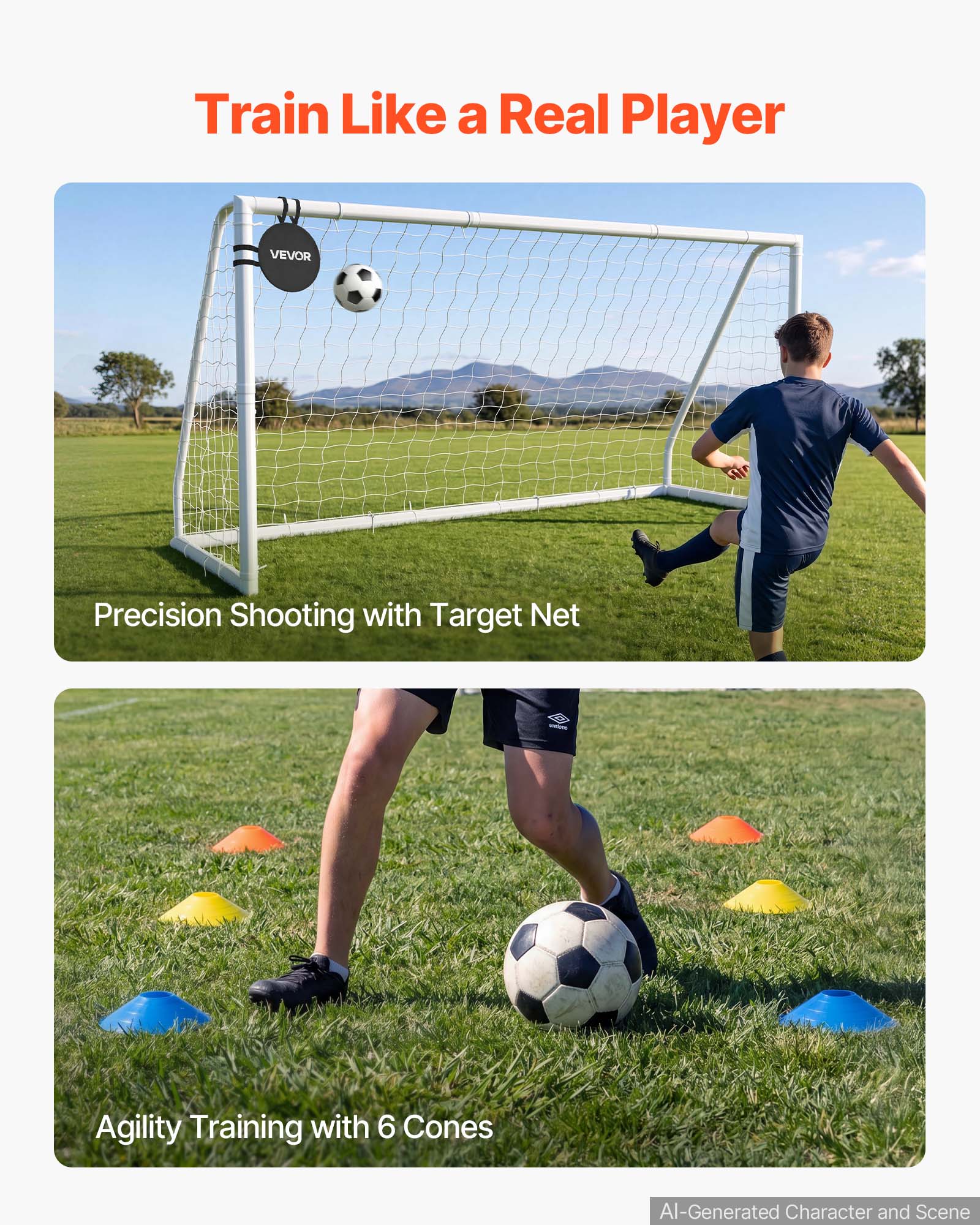 Train Like a Real Player

VEVOR Precision Shooting with Target Net

Agility Training with 6 Cones

AI-Generated Character and Scene