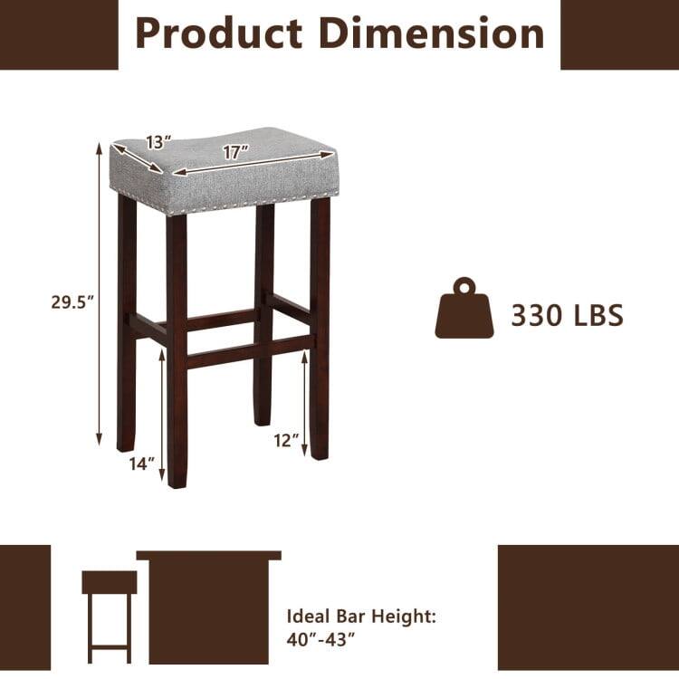 Product Dimension

- 13" x 17" x 29.5" x 14" x 12"
- 330 LBS
- Ideal Bar Height: 40"-43"