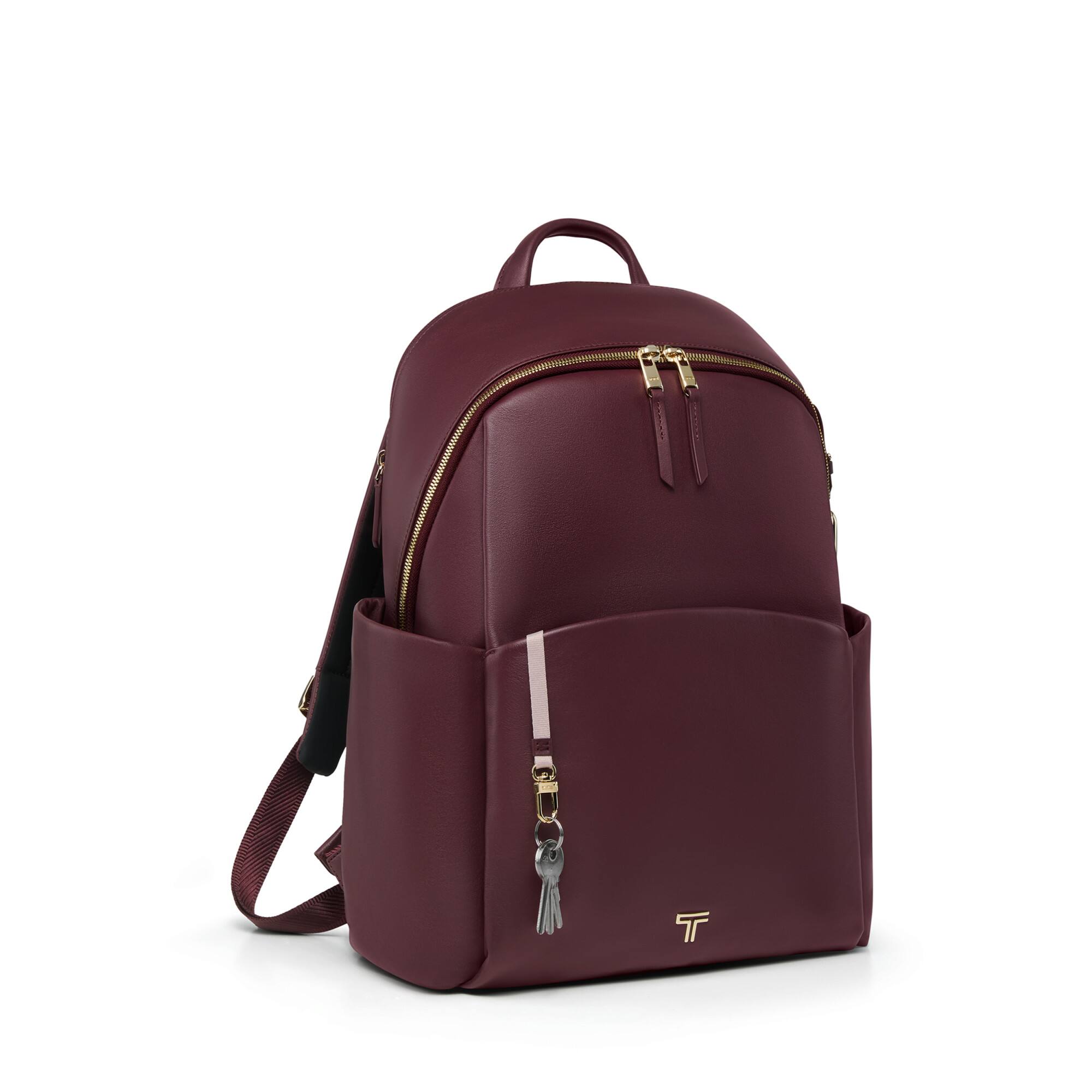 Angle. TUMI - Voyageur Raina Large Backpack Fits Up to 15" Laptop - Rosewood.