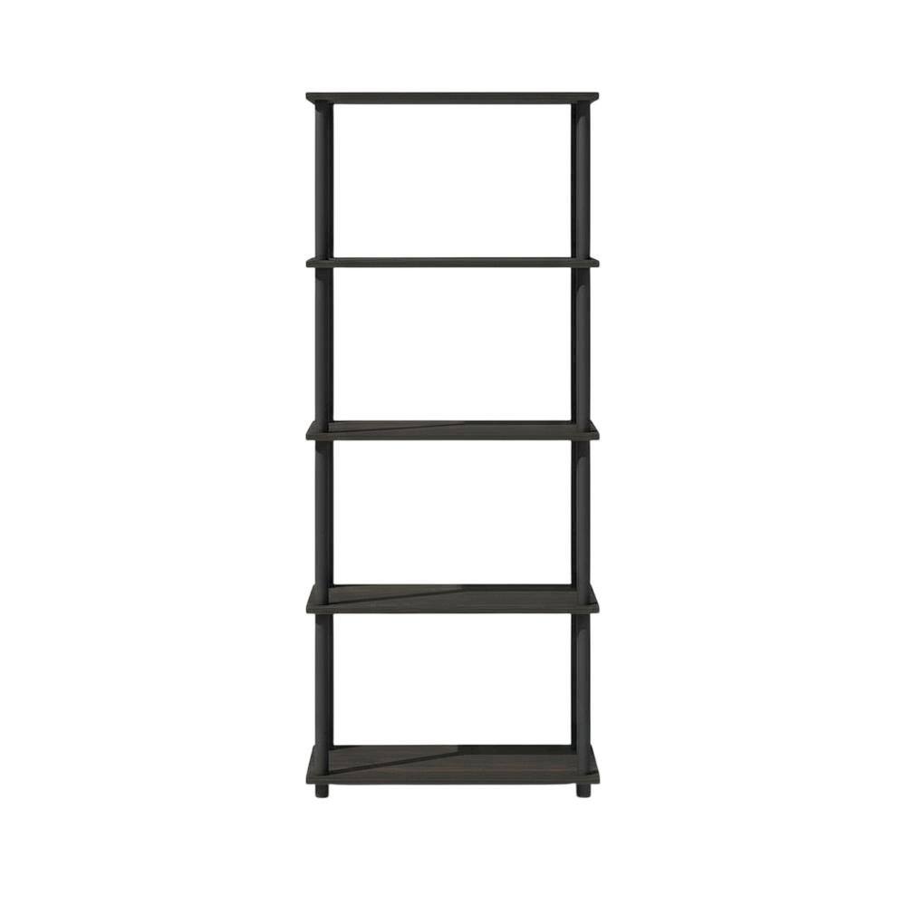 Back. FurniFact - Wood bookcase with sleek design - Espresso/Black.