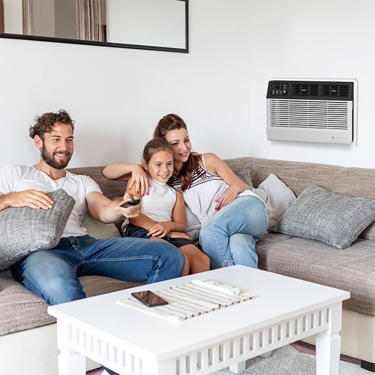 Alt View 13. Friedrich - 10,000 BTU 450 Sq. Ft. Smart In Wall Air Conditioner 10,600 BTU Heater with Wi-Fi and Remote - White.