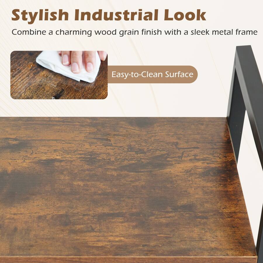 Rustic Cedar Rails Costway 4 Tier Bookshelf with Metal Frame & Wooden Storage Racks for ...