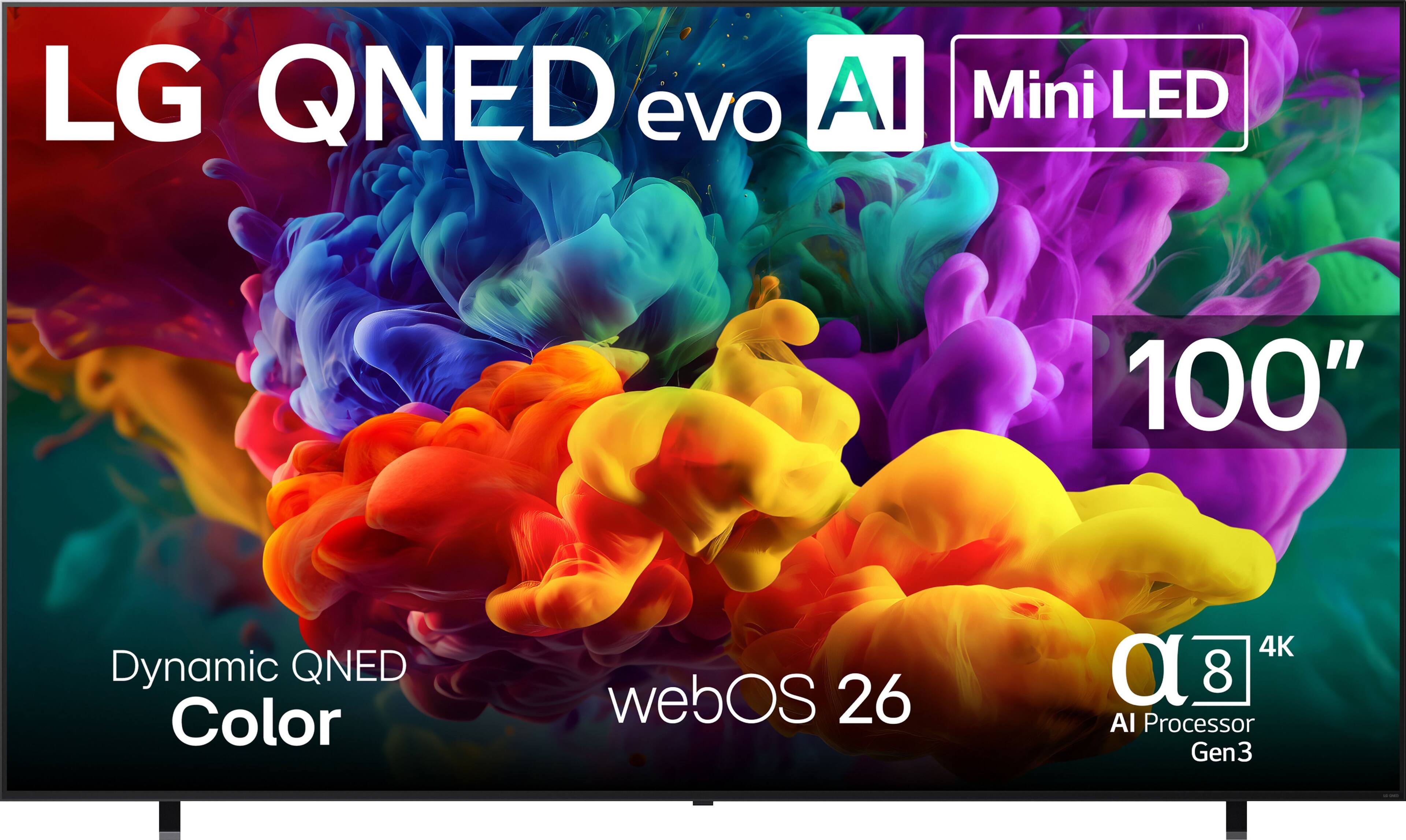 LG QNED evo AI Mini LED 100" Dynamic QNED Color webOS 26 4K α8 AI Processor Gen3