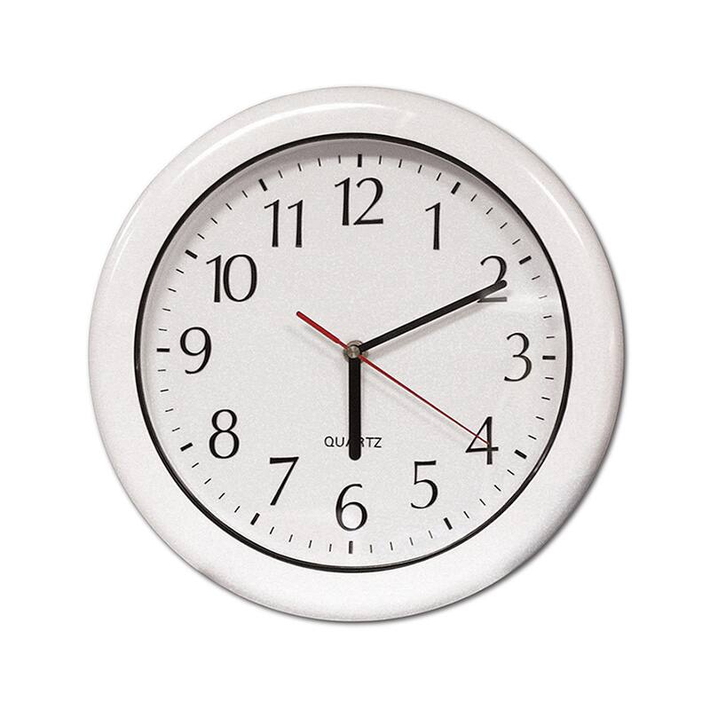 Front. Swim Central - 16" Battery Operated Ivory White and Silver Large Print Outdoor Clock - White.