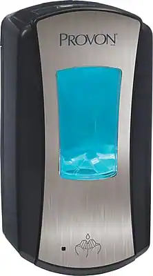 Front. PROVON - LTX12 Automatic Wall Mounted Hand Soap Dispenser - Black.