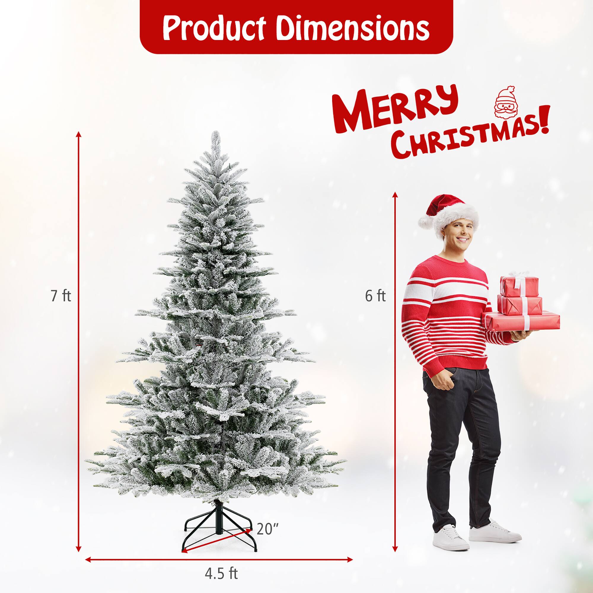 Product Dimensions

MERRY CHRISTMAS!

7 ft  
6 ft  
4.5 ft  
20"