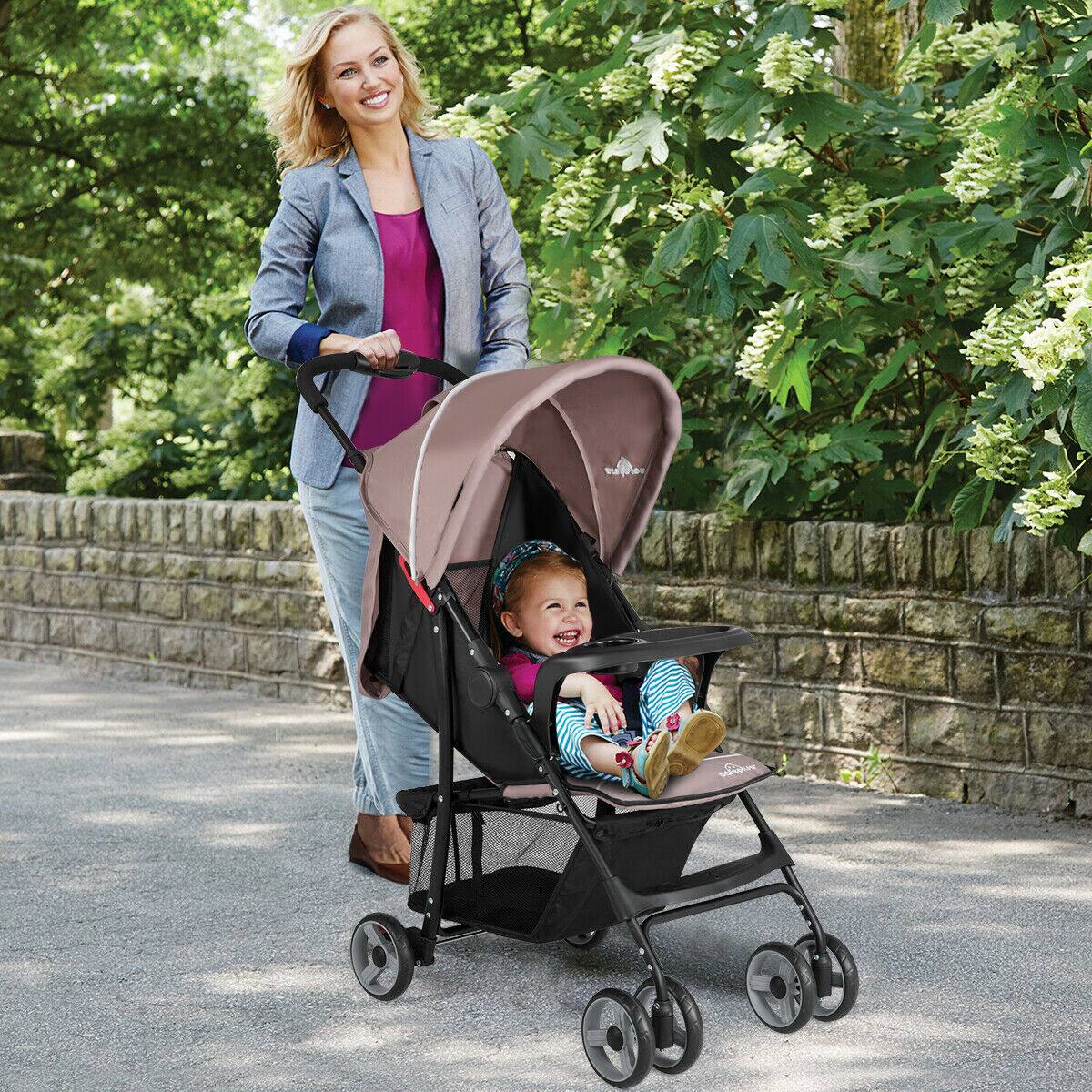 Alt View 1. Costway - Costway Foldable Lightweight Baby Stroller Travel Pushchair 0-36 Months Age Group 13 lbs - Coffee.