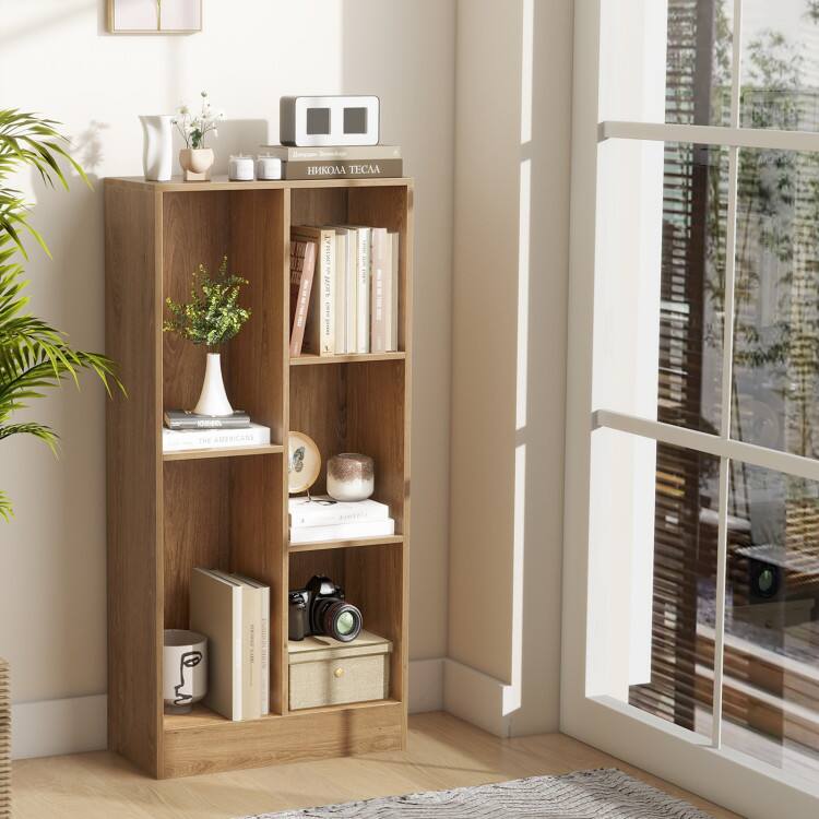 Left. SlickBlue - Freestanding 5-Cube Bookcase with Anti-Tip Feature for Home Use - Natural.