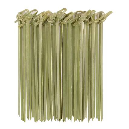 Front. Kitcheniva - 100 Pcs Disposable Bamboo Food Skewers & Picks - Perfect for BBQ, Cocktails, Fruits, Cheese, Snacks, Sandwiches.