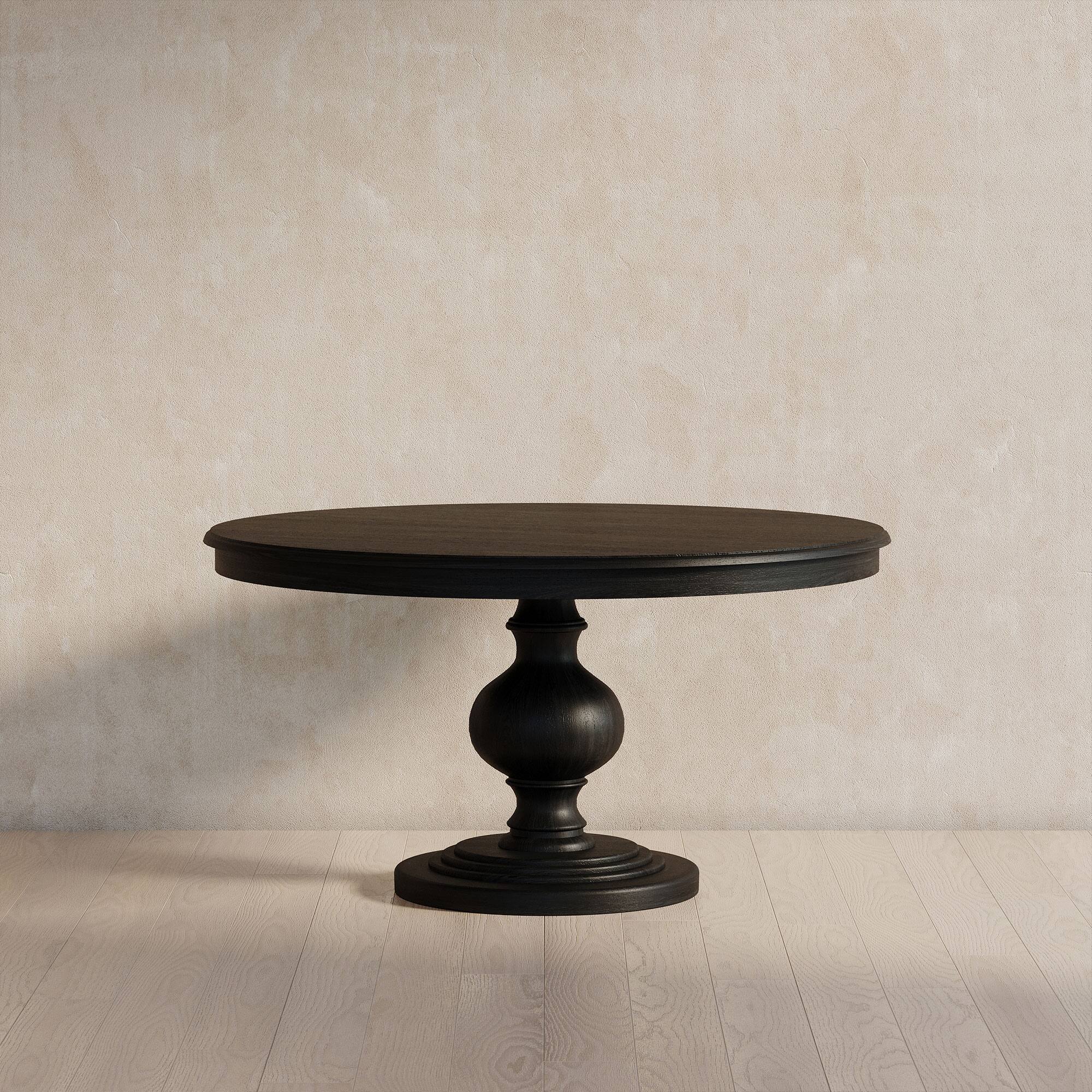 Alt View 1. Maven Lane - Maven Lane Zola Traditional Round Wooden Dining Table in Antiqued Black Finish - Antiqued Black.