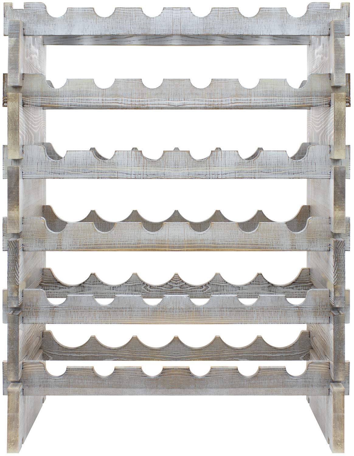 Alt View 3. Sorbus - Sorbus® Wood Wine Stackable Rack 6 Tier, Rustic Style Wine Racks for Bottles, Perfect for Bar (6-Tier, Grey Wood) - Grey.