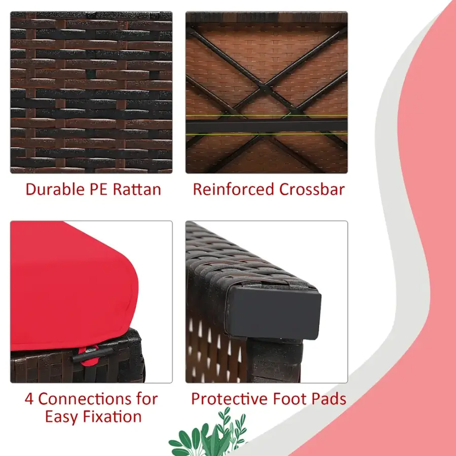 Durable PE Rattan Reinforced Crossbar: 4 Connections for Easy Fixation Protective Foot Pads