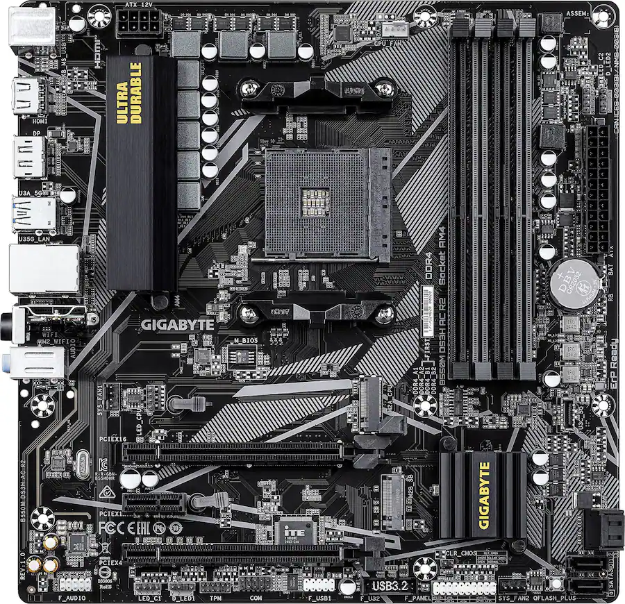 GIGABYTE B550M DS3H AC R2 (Socket AM4) AMD B550 Micro ATX DDR4 Wi
