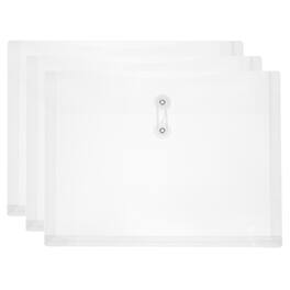 Unique Bargains - 3pcs Plastic Envelopes with Button String Tie Closure, A4 Size File Document Folders for Home Work Office Organization - Clear