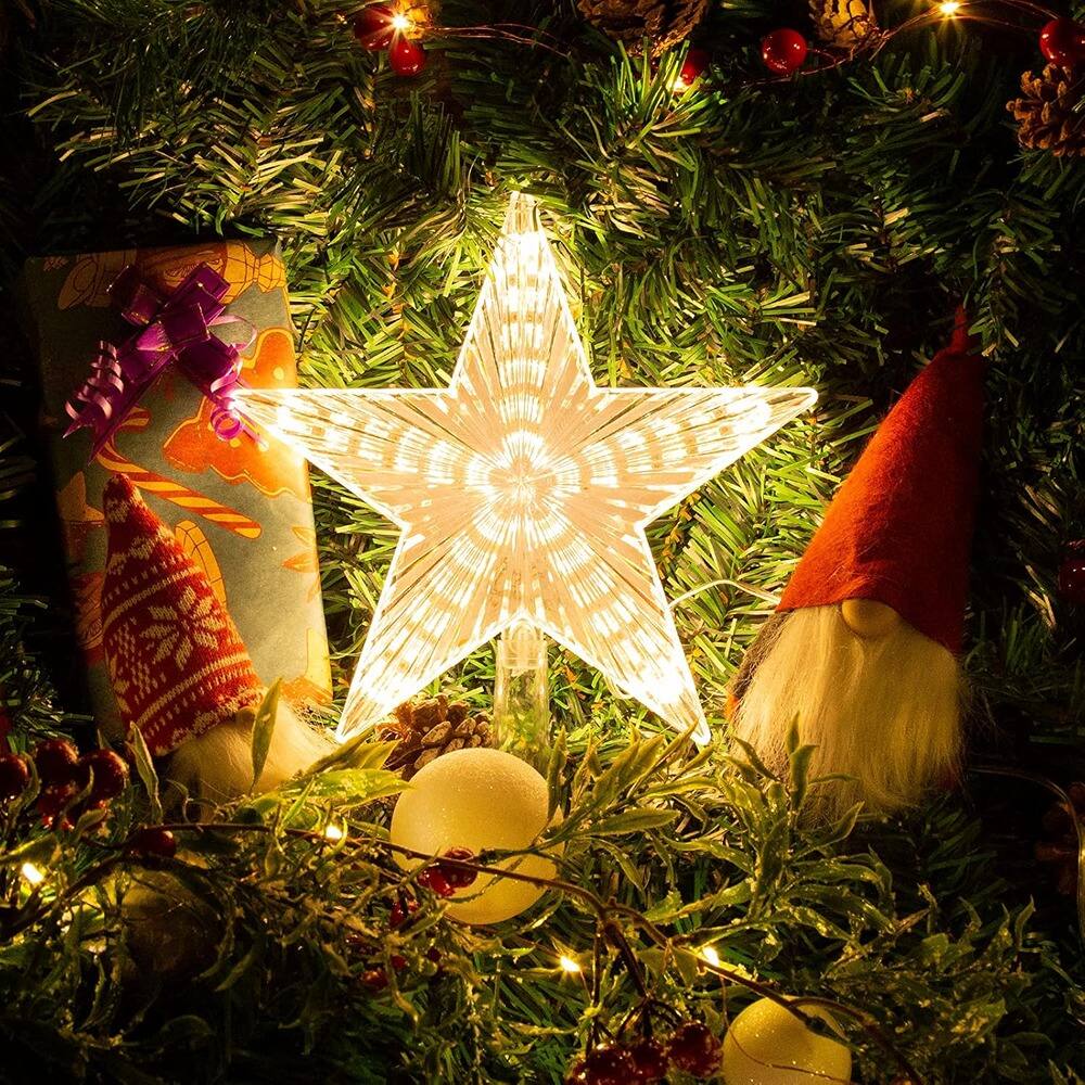 Angle. PARKER SLATER - 8.7" Star Tree Topper – Warm White Light, Fits Most Christmas Trees - Warm Light.