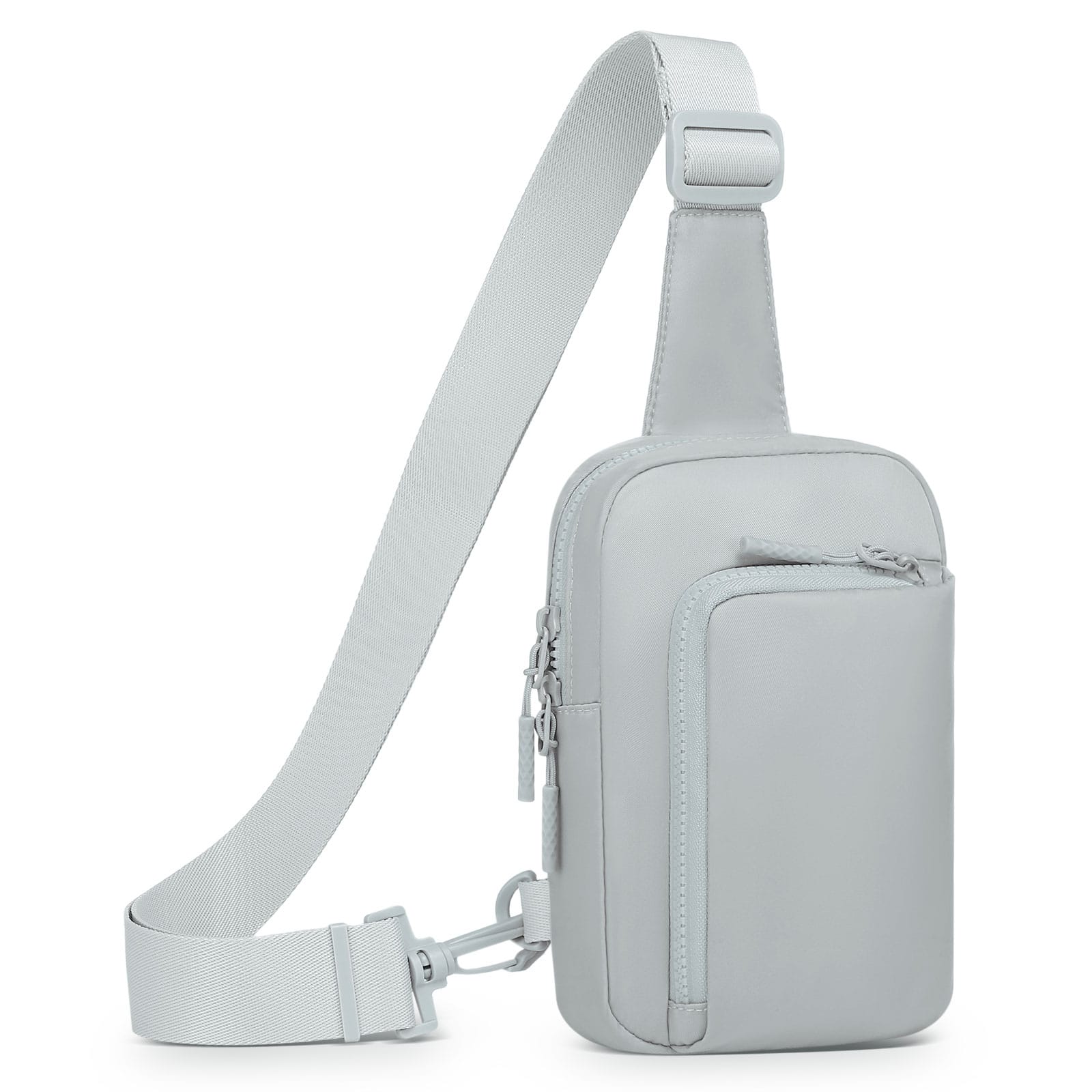 Unique Bargains - Mini Sling Bag for Men Women Crossbody Fanny Packs Fits for 6.3" Phone Reversible Nylon Chest Bag for Travel Running - Light Gray