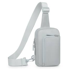 Unique Bargains - Mini Sling Bag for Men Women Crossbody Fanny Packs Fits for 6.3" Phone Reversible Nylon Chest Bag for Travel Running - Light Gray