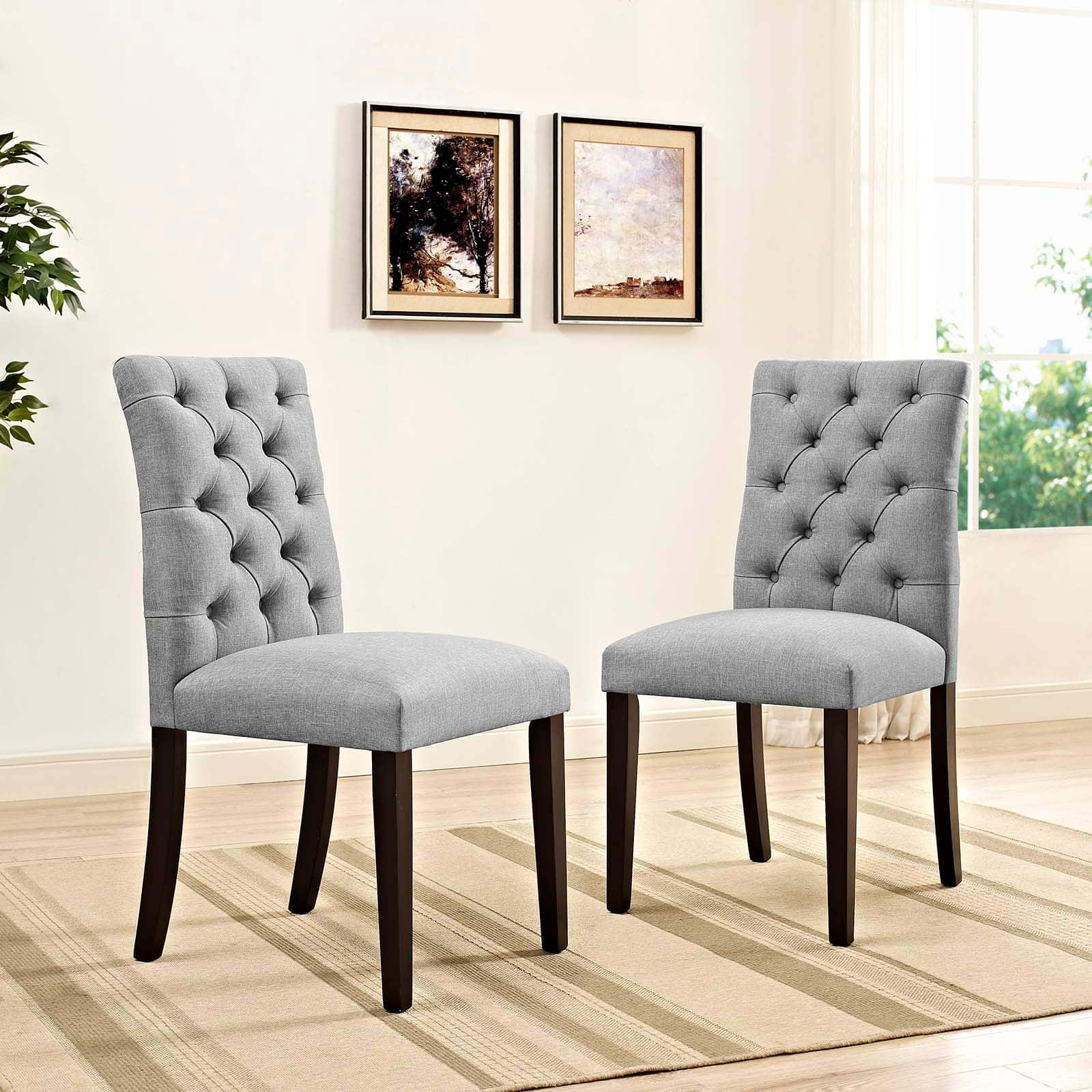 Photos - Chair Modway Duchess Fabric Dining Set of 2 by - Light Gray EEI-3474-LGR