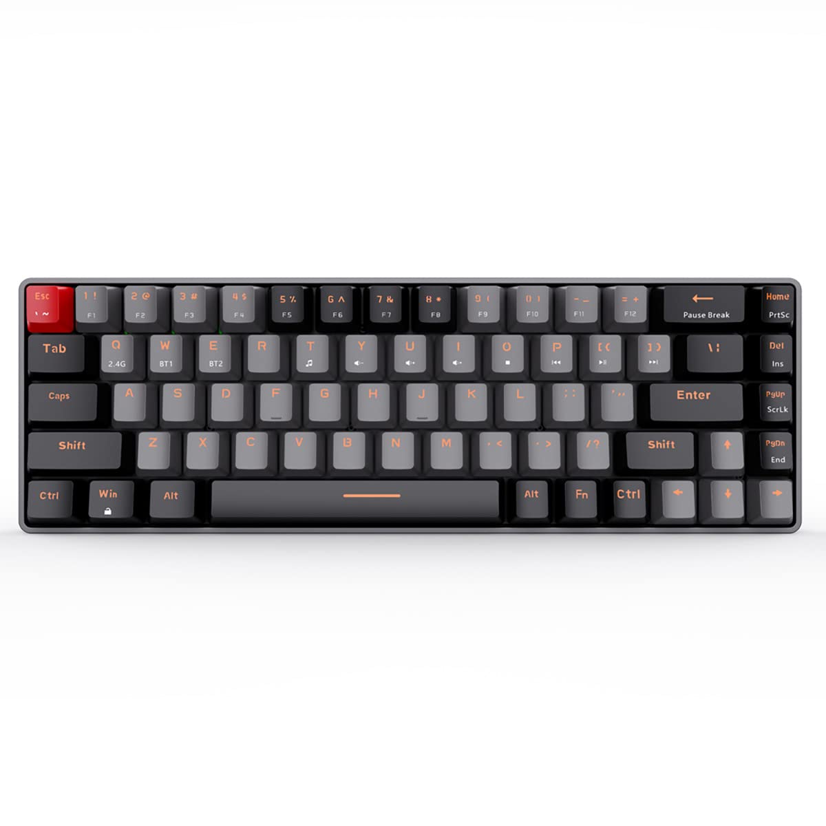 Cedar Assembly - Mechanical Gaming Dual Mode bt Wireless With Brown Mini Design 60 Keyboard Computer Layout Pc - Blue Switch Black & Grey Combo Color