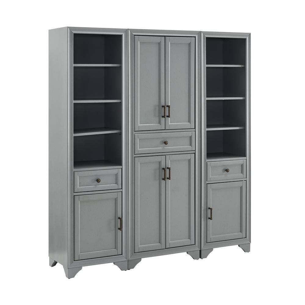 Alt View 7. Crosley Furniture - Tara 3-Piece Kitchen Storage Pantry Set - Pantry & 2 Linen Cabinets - Distressed Gray.