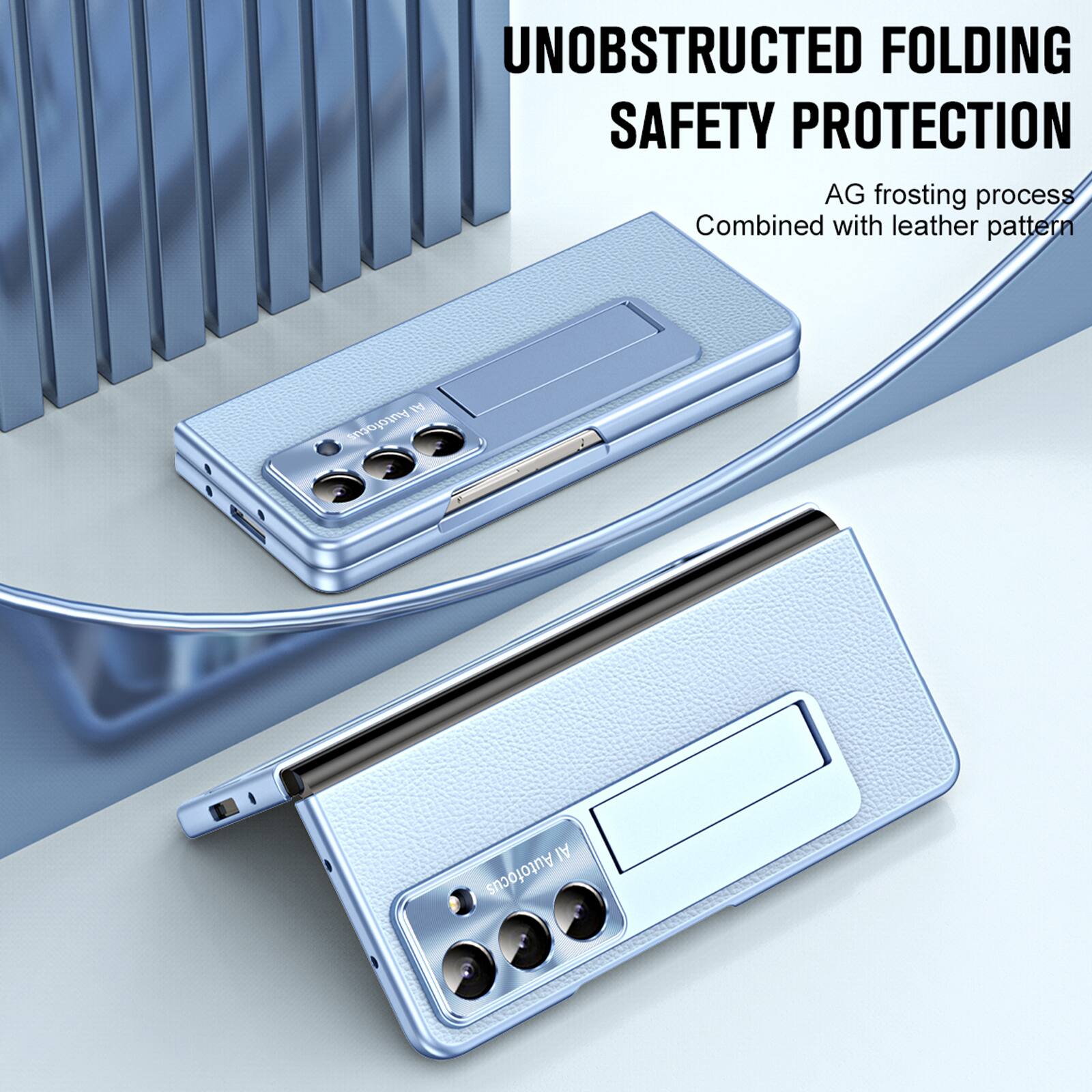 UNOBSTRUCTED FOLDING SAFETY PROTECTION  
AG frosting process  
Combined with leather pattern