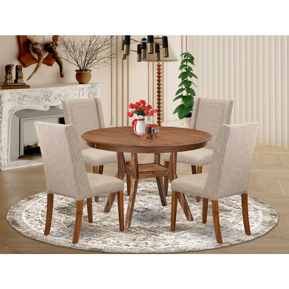 Alt View 3. Luxe - 5-Piece Kitchen Table Set A Wooden Dining Table, 4 Light Tan Dining Chairs - Light Tan.