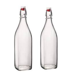 Bormioli Rocco - Glass Swing Bottle Set of 2, 33.75 oz Airtight Leakproof Reusable - Clear