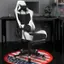 Left. Costway - Massage Gaming Chair Reclining Office Chair with Footrest - White + Black.
