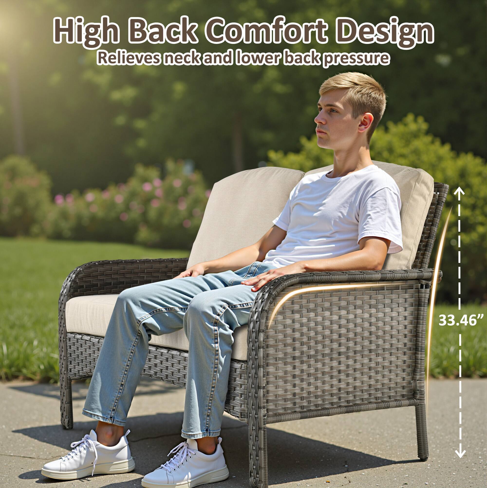 High Back Comfort Design  
Relieves neck and lower back pressure  

33.46"