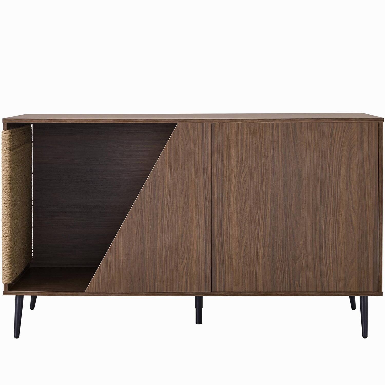 Alt View 1. Pefilos - 53" Modern Cat Litter Box Enclosure Furniture with Spring-Loaded Door and Sisal Cat Scatcher, Multi-Functional Cat House.