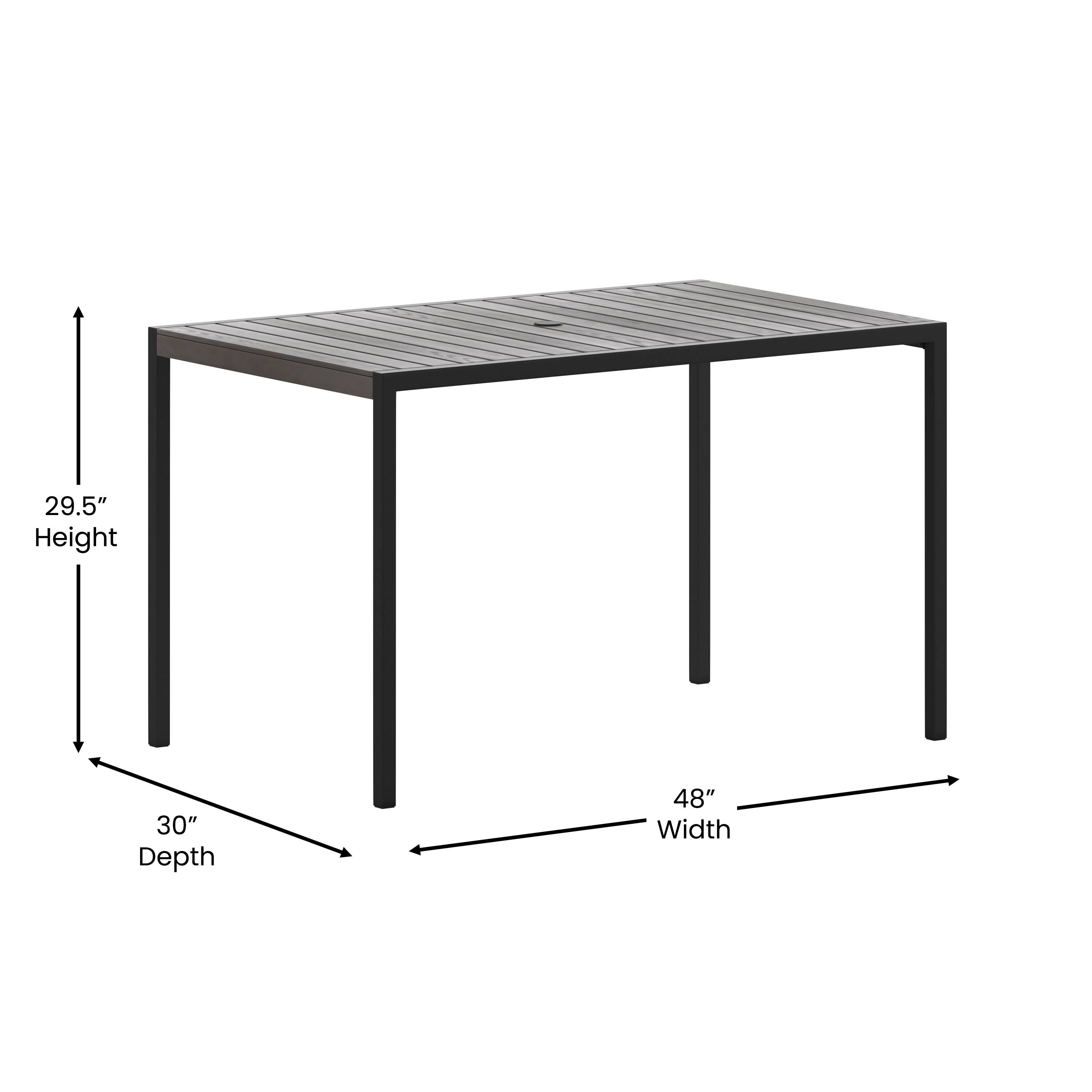 29.5" Height, 30" Depth, 48" Width