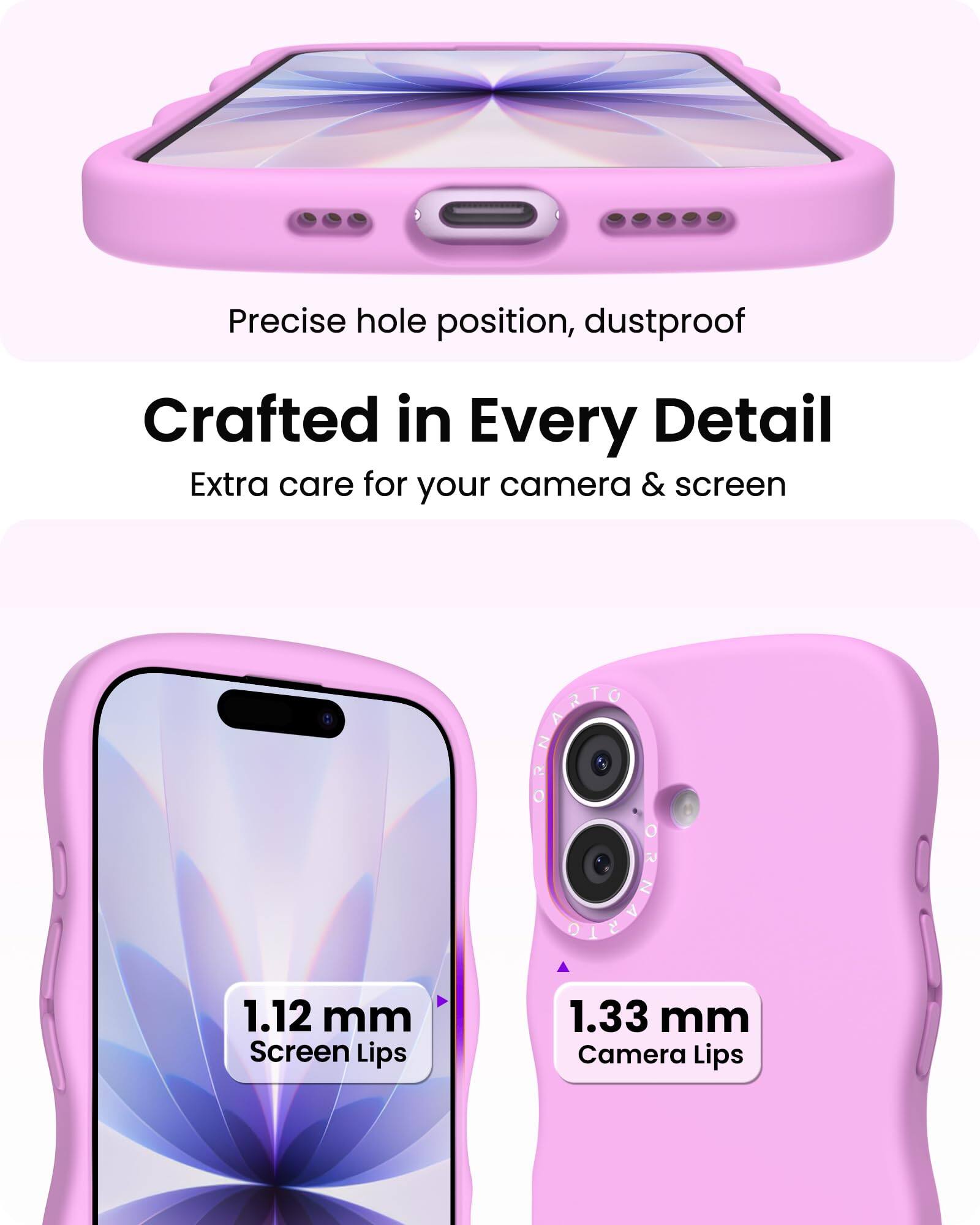 Precise hole position, dustproof

Crafted in Every Detail
Extra care for your camera & screen

1.12 mm Screen Lips

1.33 mm Camera Lips