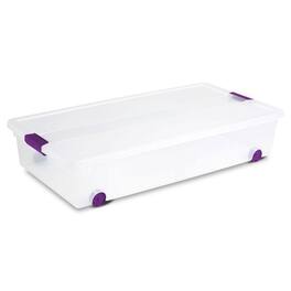 Sterilite - 60 Quart ClearView Latch Storage Box Stackable Bin with Lid, 12 Pack - sweet plum (purple)