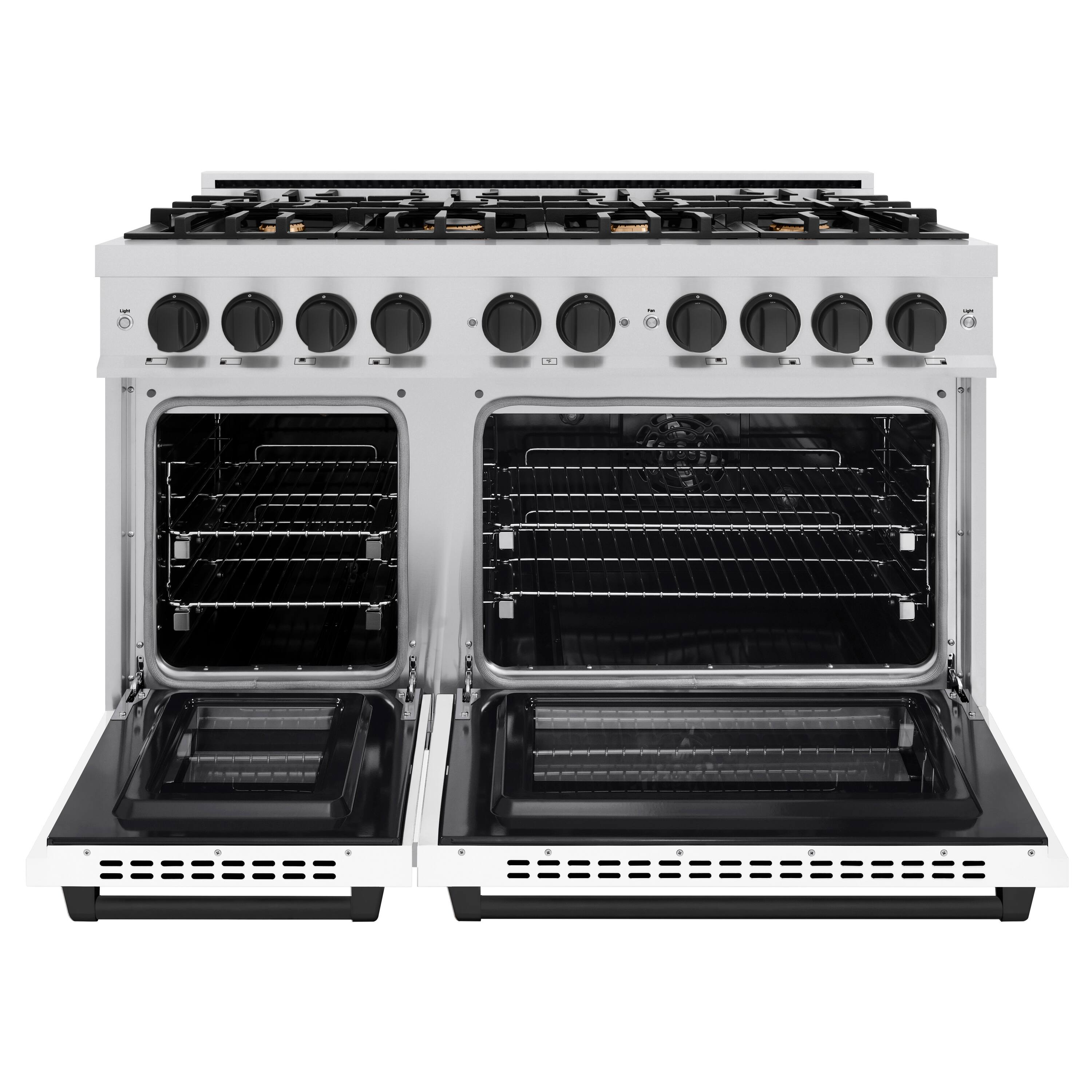 Left. ZLINE - ZLINE Autograph 48" Select Double Oven Dual Fuel Range with White and Black Accents (HDRZ-WM-48-MB) - White.
