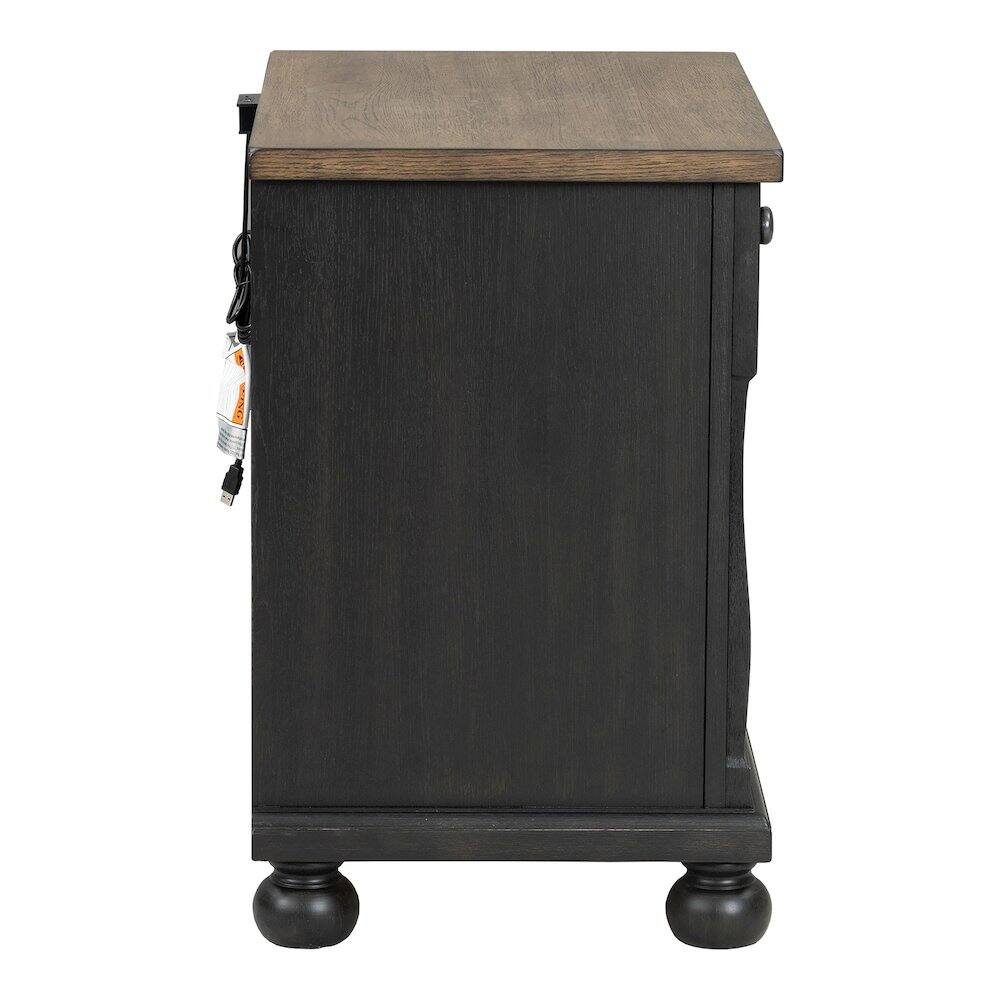 Alt View 2. Furniture of America - Millers Farmhouse 3-Drawer Adult Nightstand, Black - Black.